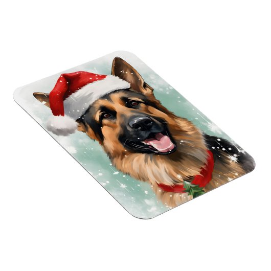 ドイツのシェパード・絵画クリスマスブラシのアートワーク マグネット (右側)