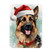 ドイツのシェパード・絵画クリスマスブラシのアートワーク マグネット (縦)