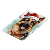 ドイツのシェパード・絵画クリスマスブラシのアートワーク マグネット (左側)