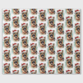 ドイツのシェパード・絵画クリスマスブラシのアートワーク ラッピングペーパー (フラット)