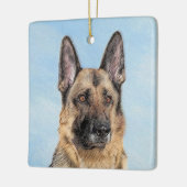 ドイツのシェパ絵画ードさん – かわいいオリジナルの犬の芸術 セラミックオーナメント (左)