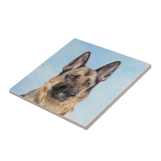 ドイツのシェパ絵画ードさん – かわいいオリジナルの犬の芸術 タイル (側面)