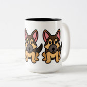 ドイツのシェファードかわいいブラックとタンの漫画 ツートーンマグカップ (正面右)