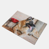 ドイツのシパードが水盆地で休息 ドアマット (アングル)