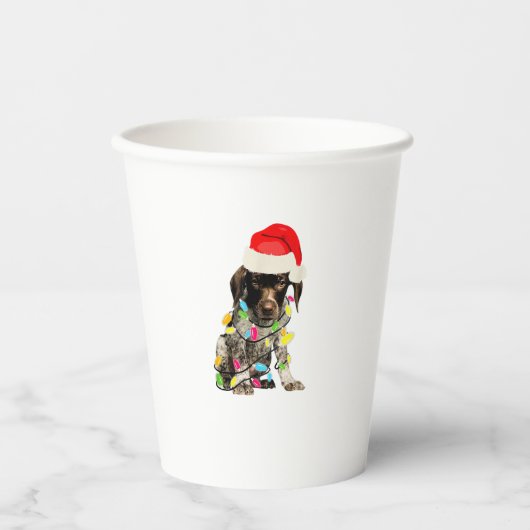ドイツのショートエアーポインタークリスマスデザイン 紙コップ (正面)