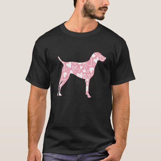 ドイツのショートエアーポインタGSP犬ママValentines Da Tシャツ (正面)