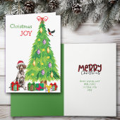 ドイツのショートヘアのポインタ、鳥とクリスマスツリー シーズンカード