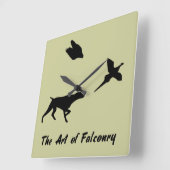 ドイツのショートヘアポインターと鷹狩り スクエア壁時計 (傾斜)