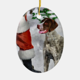 ドイツのショートポインタのクリスマスオーナメント セラミックオーナメント