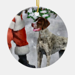ドイツのショートポインタのクリスマスオーナメント セラミックオーナメント