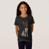 ドイツのショートポインタートインディアクリスマスドッグ Tシャツ (正面フル)