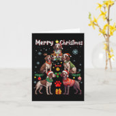 ドイツのショートポインタードッグズメリークリスマスTr カード (黄色い花)