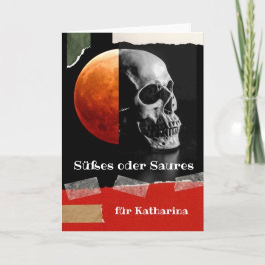 ドイツのスイーツやソウルスのハロウィンスカル カード (正面)