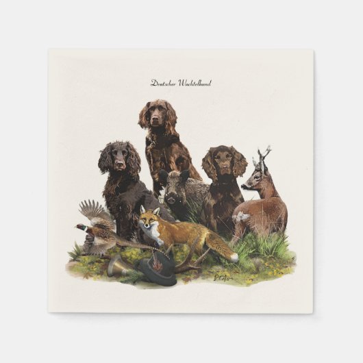 ドイツのスパニエル犬（ドイツ・ワッテルフンド） スタンダードカクテルナプキン (正面)