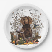 ドイツのスパニエル犬（ドイツ・ワッテルフンド） ペーパープレート (正面)