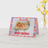 ドイツのスピッツドッグメリードグムスクリスマスカード カード (黄色い花)