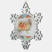 ドイツのスピッツポメラニア犬犬クリスマス装飾品 スノーフレークピューターオーナメント (右)