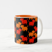 ドイツのダシュント犬のパターン ツートーンマグカップ (正面右)