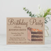 ドイツのチョコレートケーキスライス誕生日パーティースワップ 招待状 (スタンド正面)