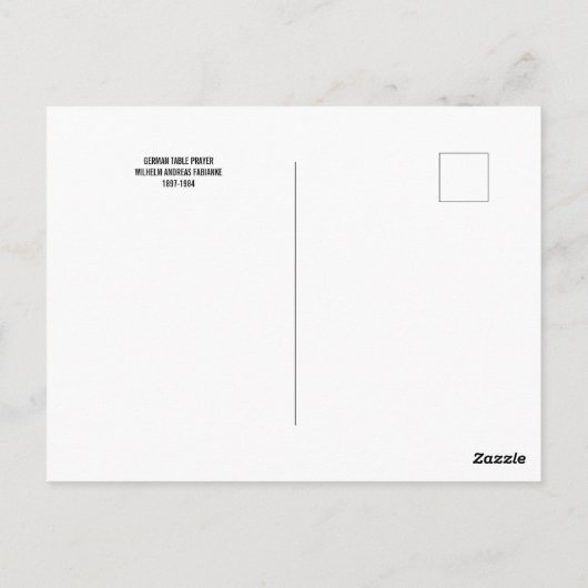 ドイツのテーブル祈りの言葉 ポストカード (裏面)