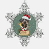 ドイツのドレイサー聖降誕祭メリークリスマス！マグネットボタン スノーフレークピューターオーナメント (正面)