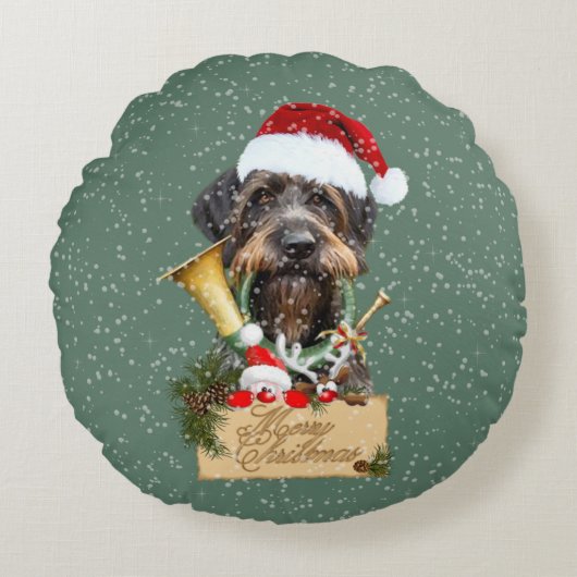 ドイツのドレイサー聖降誕祭メリークリスマス！マグネットボタン ラウンドクッション (正面)