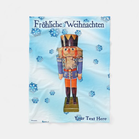 ドイツのナツクラッカー – Frehliche WeihnachenフリースB フリースブランケット (正面)
