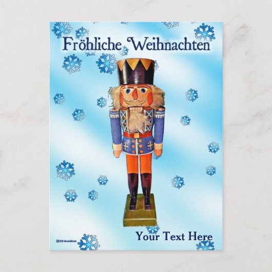 ドイツのナツクラッカー – Frehliche Weihnachen ポストカード (正面)