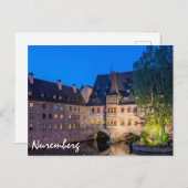 ドイツのニュールンベルクで夜のウォーターフロント建物 ポストカード (正面/裏面)