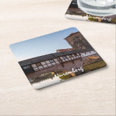 ドイツのニュールンベルクにある古い中世の橋 スクエアペーパーコースター (アングル)