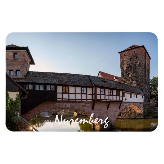 ドイツのニュールンベルクにある古い中世の橋 マグネット (横)