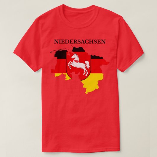 ドイツのニーダーザクセンの地図 Tシャツ (デザイン正面)