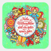 ドイツのハッピークリスマス&ハッピーニューイヤー スクエアシール (正面)