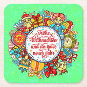 ドイツのハッピークリスマス&ハッピーニューイヤー スクエアペーパーコースター (正面)