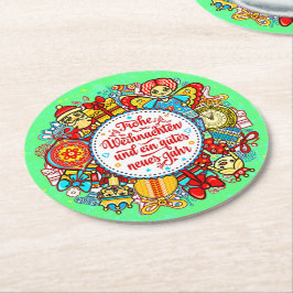 ドイツのハッピークリスマス&ハッピーニューイヤー ラウンドペーパーコースター