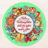 ドイツのハッピークリスマス&ハッピーニューイヤー ラウンドペーパーコースター (正面)
