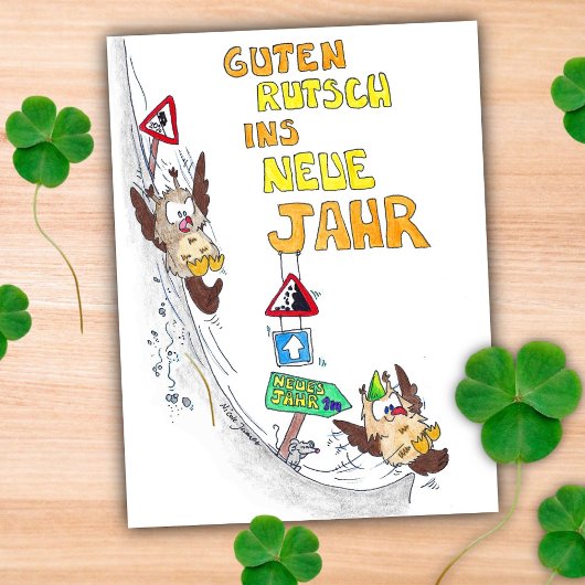 ドイツのハッピーニューイヤーGUTEN RUTSCHはがき ポストカード
