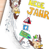 ドイツのハッピーニューイヤーGUTEN RUTSCHはがき ポストカード