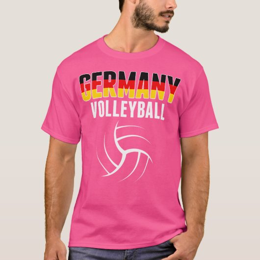 ドイツのバレーボール愛好家ジャージードイツ国旗のスポーツ Tシャツ (正面)