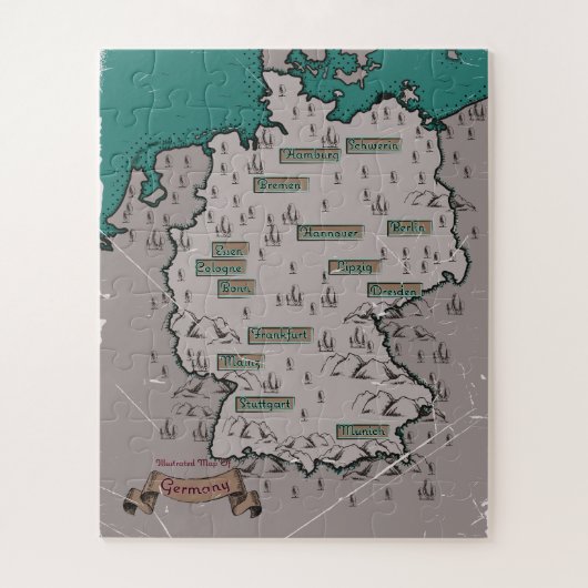 ドイツのビンテージイラスト地図 ジグソーパズル (縦)