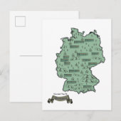 ドイツのビンテージイラスト地図 案内ポストカード (正面/裏面)