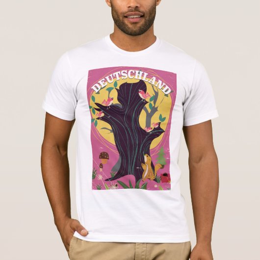ドイツのビンテージ風景ポスター Tシャツ (正面)