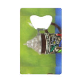 ドイツのビールスタイン付き/ヒンジ付き蓋青グリーン クレジットカード栓抜き (裏面)