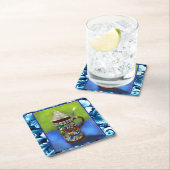 ドイツのビールスタイン付き/ヒンジ付き蓋青グリーン スクエアペーパーコースター (インサイチュ)