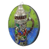 ドイツのビールスタイン付き/ヒンジ付き蓋青グリーン ダーツボード (正面右)