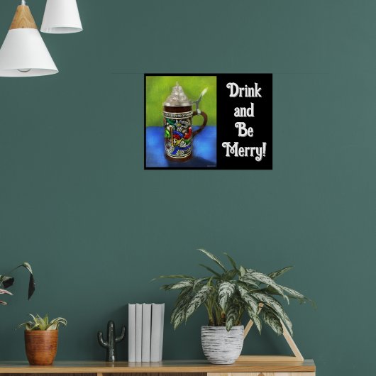 ドイツのビールスタイン付き/ヒンジ付き蓋青グリーン ポスター (リビング1)