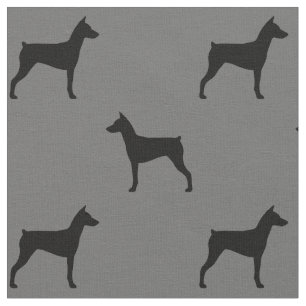 ドイツのピンシャー犬がシルエットを育パターン(の模様が)あるてる ファブリック