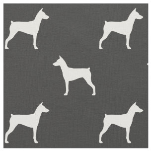 ドイツのピンシャー犬がシルエットを育パターン(の模様が)あるてる ファブリック