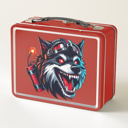 ドイツのヘルメットにダイナマイトをかぶった狼 メタルランチボックス (裏面)