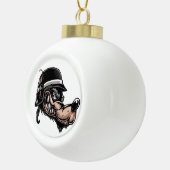 ドイツのヘルメットにダイナマイトを乗せた漫画の狼 セラミックボールオーナメント (右)